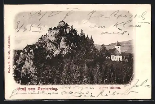 AK Klamm /Semmering, Ruine und Kirche