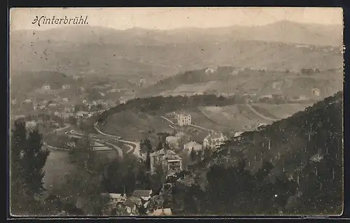 AK Hinterbrühl, Ortsansicht aus der Vogelschau