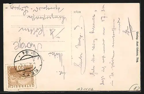 AK Retz, Totalansicht mit Kirche aus der Vogelschau