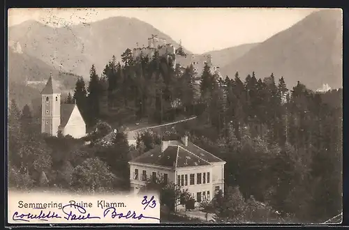 AK Klamm /Semmering, An der Ruine