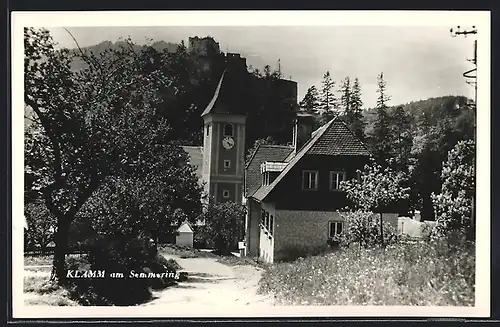 AK Klamm am Semmering, Ortspartie mit Kirche