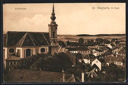 AK Gr. Siegharts, Blick auf Pfarrkirche
