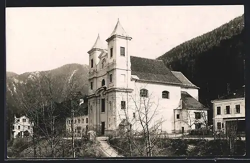 AK Maria Schutz am Semmering, Blick auf die Wallfahrtskirche