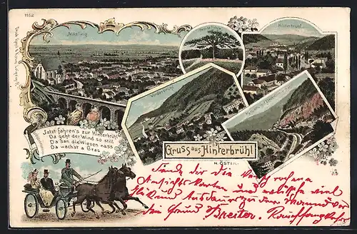 Lithographie Hinterbrühl, Generalansicht von Mödling, Blick auf Vorderbrühl