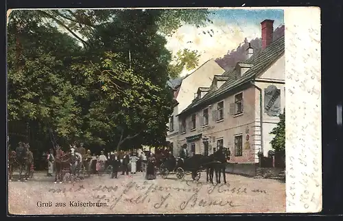 AK Kaiserbrunn, Hotel Kaiserbrunn mit Kutsche