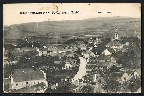 AK Sieghardskirchen, Panorama, Ortsansicht aus der Vogelschau