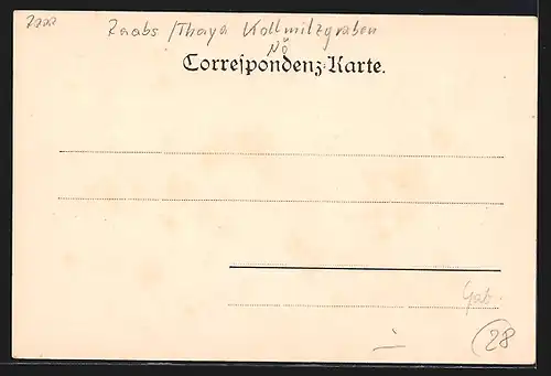 AK Kollmitzgraben, Ruine, Haslinger`s Gasthaus, Gesamtansicht