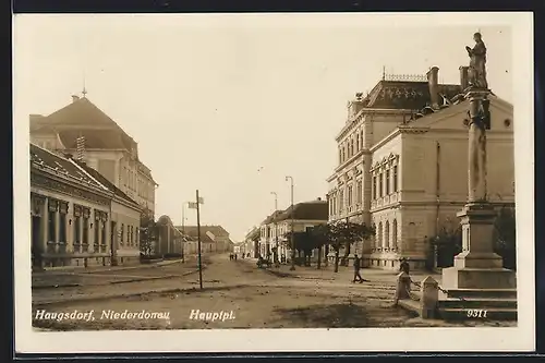 AK Haugsdorf /Donau, Partie am Hauptplatz