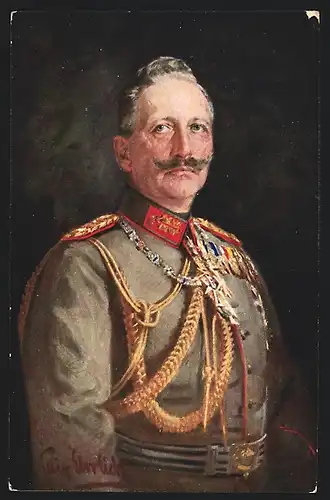 AK Kaiser Wilhelm II. in Uniform mit Kordel