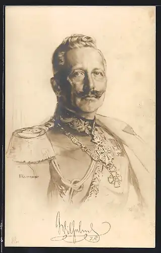 Künstler-AK Kaiser Wilhelm II. in Gala-Uniform