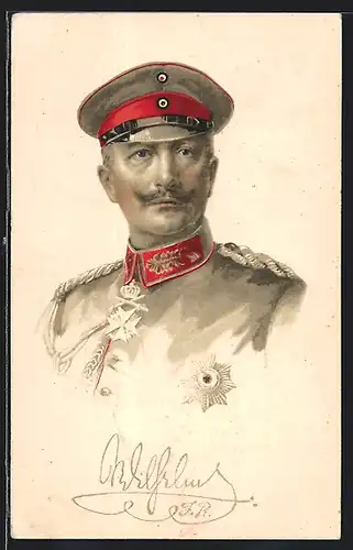AK Kaiser Wilhelm II. in Uniform mit Schirmmütze
