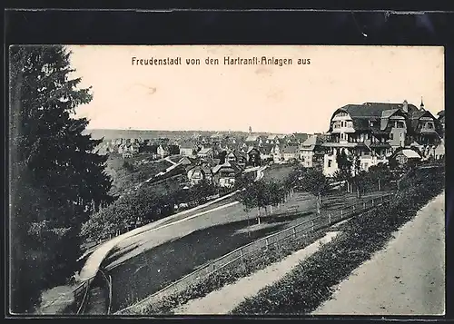 AK Freudenstadt, Ortsansicht von den Hartranft-Anlagen aus