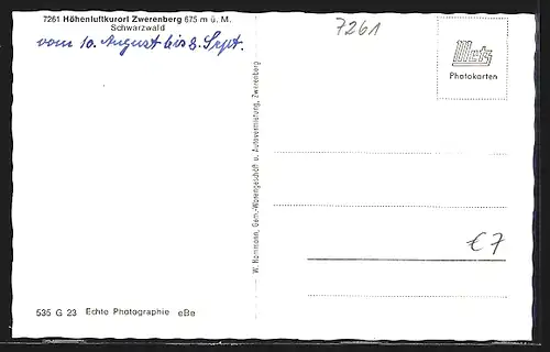 AK Zwerenberg /Schwarzw., Ortsansicht aus der Vogelschau