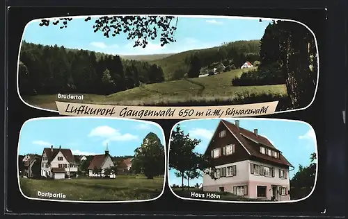 Passepartout-AK Gaugenwald /Schwarzw., Haus Höhn, Dorfpartie