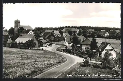 AK Zwerenberg /Kr. Calw /Schwarzw., Ortsansicht von der Bundesstrasse aus