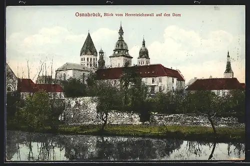 AK Osnabrück, Blick vom Herrnteichswall auf den Dom