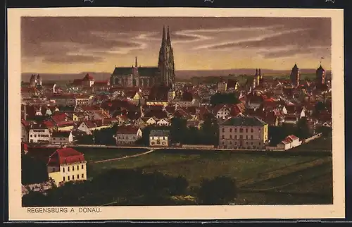 AK Regensburg a. Donau, Stadtansicht mit Dom