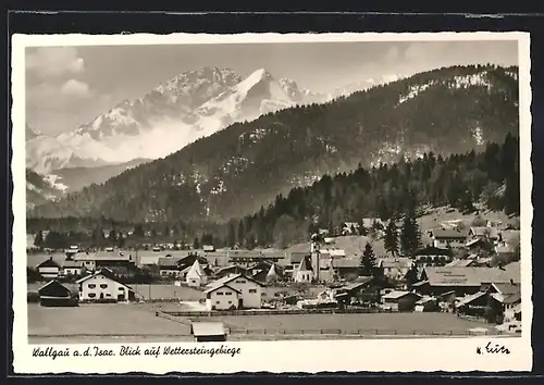 AK Wallgau a. d. Isar, Blick auf Wettersteingebirge
