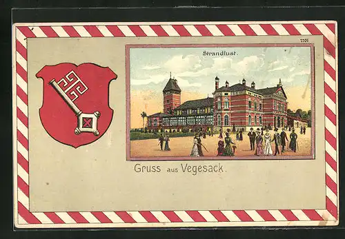 Passepartout-Lithographie Vegesack, Gasthaus Strandlust, Wappen