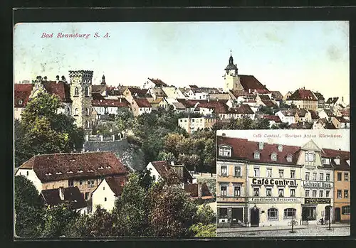 AK Bad Ronneburg, Ortsansicht, Conditorei-Restaurant Café Central