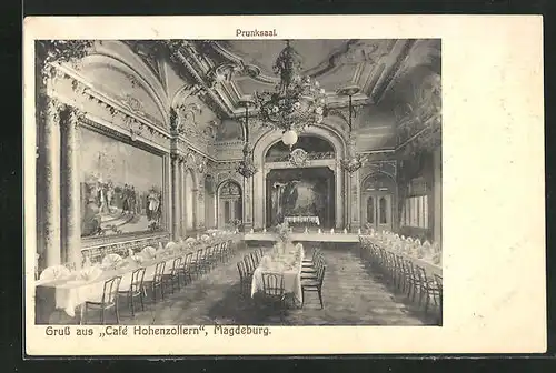 AK Magdeburg, Café Hohenzollern, Prunksaal, Innenansicht