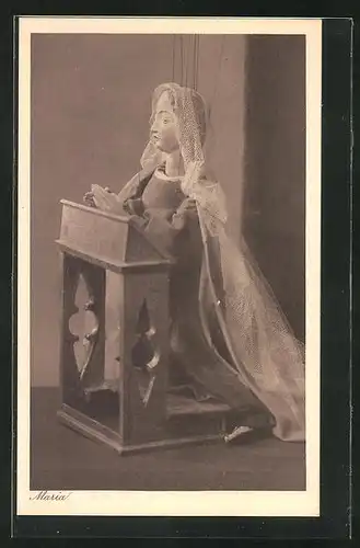 AK Marionetten-Theater Münchner Künstler, Figur aus Das Mysterium von der Geburt des Heilandes, Maria