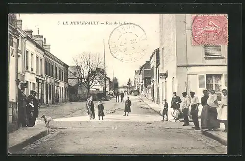 AK Le Merlerault, Rue de la Gare, Bahnhofstrasse