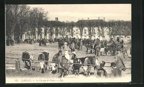 AK Laigle, Le Champ de Foire, Handel auf dem Viehmarkt