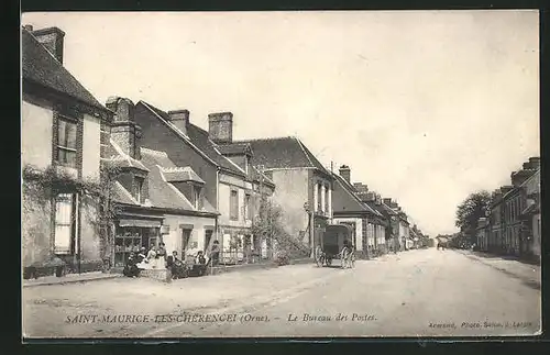 AK Saint-Maurice-les-Cherencei, Le Bureau des Postes, Strassenpartie an der Post