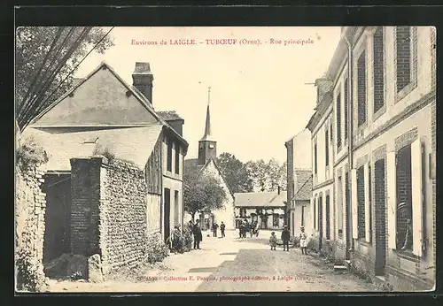 AK Tuboeuf, Rue Principale, Hauptstrasse mit Blick zur Kirche