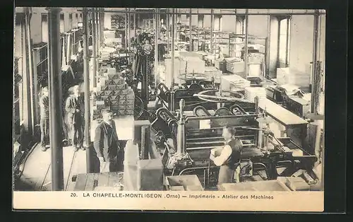 AK La Chapelle-Montligeon, Imprimerie, Atelier des Machines