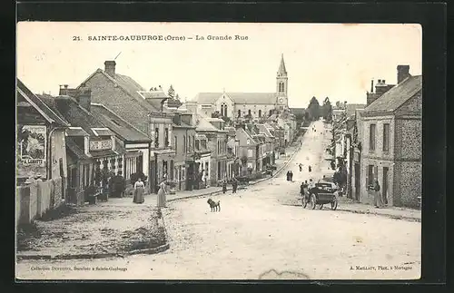 AK Sainte-Gauburge, La Grande Rue, Strassenpartie