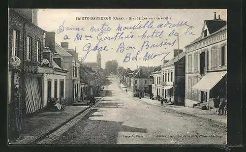 AK Sainte-Gauburge, Grande Rue vers Granville, Strassenpartie