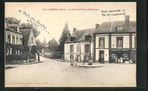 AK N.-D.-d`Aspres, La Place et Route de Mortagne