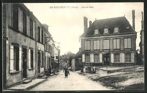 AK Le Merlerault, Rue de Sées, Strassenpartie