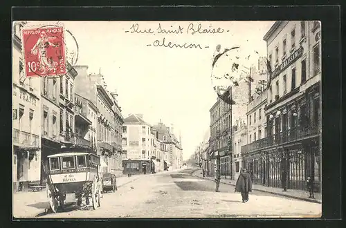 AK Alencon, Rue Saint Blaise, Strassenpartie