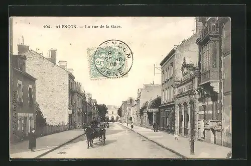 AK Alencon, La rue de la Gare, Strassenpartie