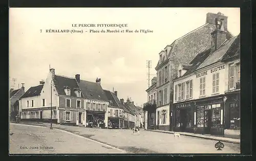 AK Rémalard, Place du Marché et Rue de l`Eglise