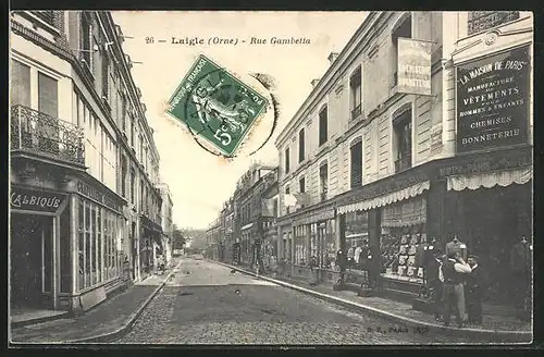 AK Laigle, Rue Gambetta, Strassenpartie