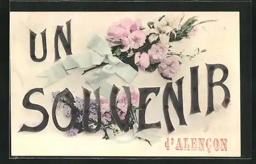 AK Alencon, Un Souvenir, Blumen