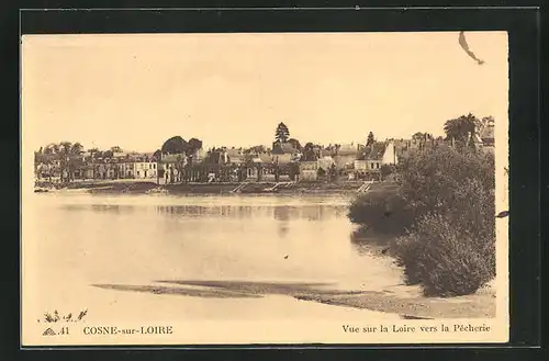 AK Cosne-sur-Loire, Vue sur la Loire vers la Pecherie