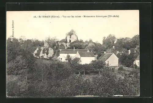 AK Saint-Verain, Vue sur les ruines, Monuments historiques