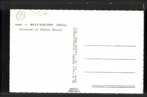 AK Billy-sur-Oisy, Promenade du Chateau Muzard