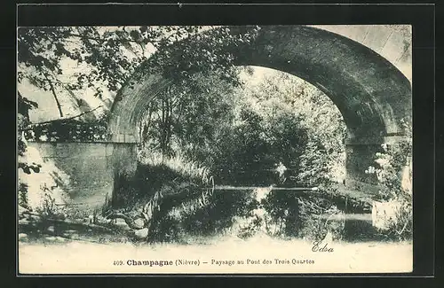 AK Champagne, Paysage au Pont des Trois Quartes