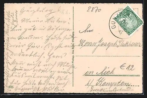 AK Günzburg a. D., Teilansicht bei Tag