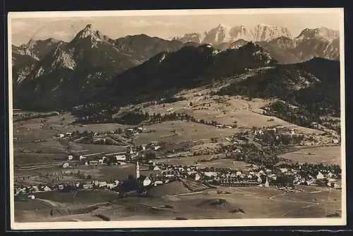 AK Pfronten im bayr. Allgäu, Ortsansicht mit Zugspitze