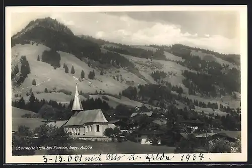 AK Obermeiselstein bei Fischen, Ortsansicht mit Kirche