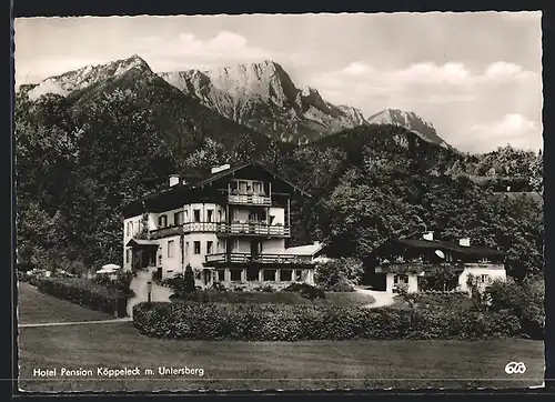 AK Berchtesgaden-Schönau, Hotel-Pension Köppeleck m. Untersberg