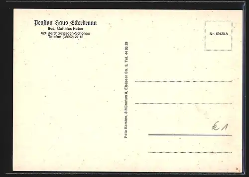 AK Berchtesgaden-Schönau, Pension Haus Ederbrunn