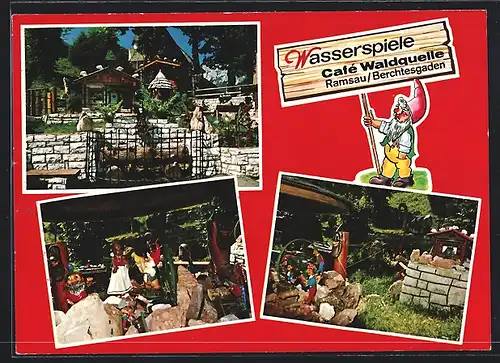 AK Ramsau /Berchtesgaden, Café Waldquelle und Wasserspiele